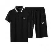 2021 armani Trainingsanzug manche courte homme lapel polo shirt shorts noir